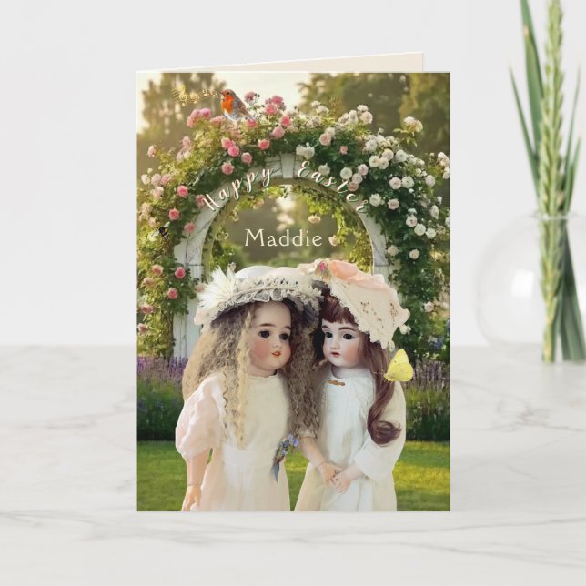 Garden Trellis Antique Dolls 5" x 7" Card (Front)