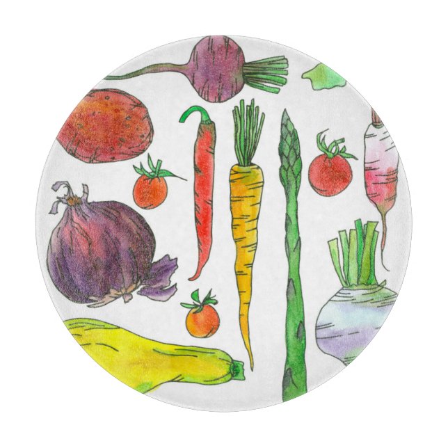 Garden Vegetables Asparagus Beets Carrots Root Cutting Board (Front)