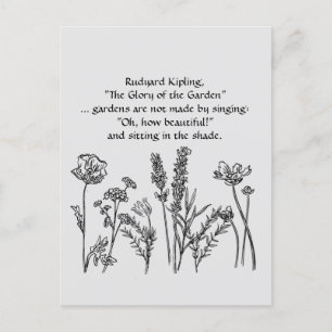 Garden Verse Rudyard Kipling Watercolor Flowers Postcard