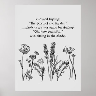 Garden Verse Rudyard Kipling Watercolor Flowers Poster