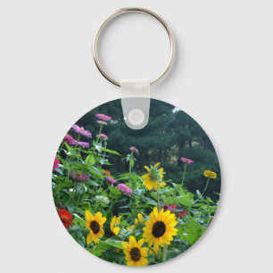 Garden View- sunflower, daisies, cosmos Keychain