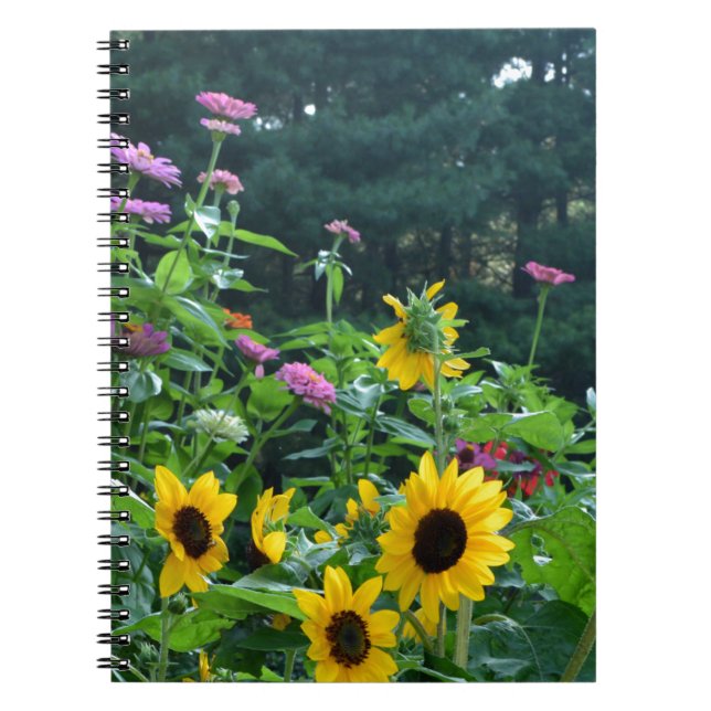 Garden View- sunflower, daisies, cosmos Notebook (Front)