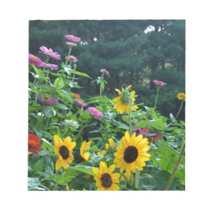 Garden View- sunflower, daisies, cosmos Notepad