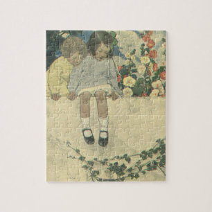 Garden Wall Jessie Willcox Smith, Vintage Children Jigsaw Puzzle