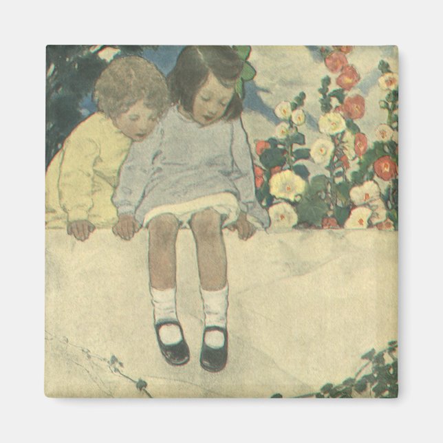 Garden Wall Jessie Willcox Smith, Vintage Children Magnet (Front)