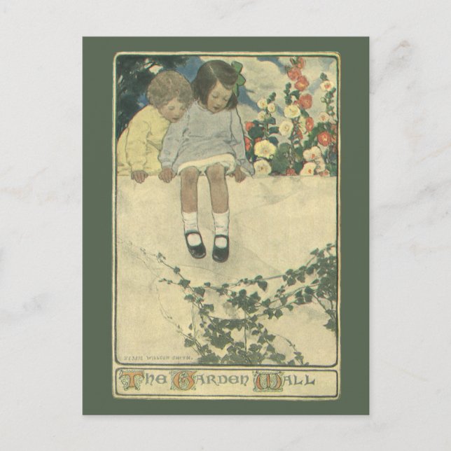 Garden Wall Jessie Willcox Smith, Vintage Children Postcard (Front)