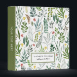 Garden Watercolor Leaves Personalized  Binder<br><div class="desc">elegant watercolor leaves and flowers pattern personalized binder</div>