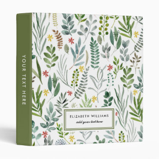 Garden Watercolor Leaves Personalized  Binder