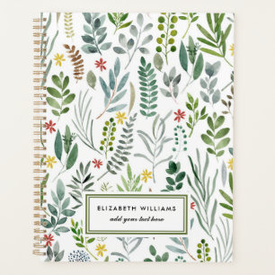 Garden Watercolor Leaves Personalized Planner
