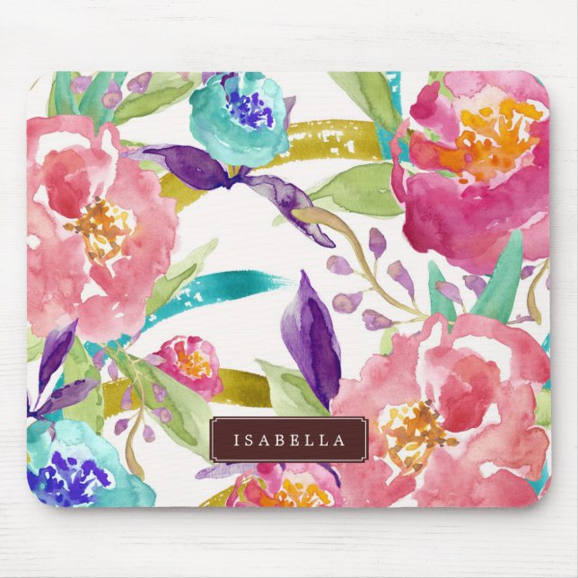 Garden Watercolor Personalized Mouse Pad (Front)