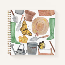 Garden watercolor set tools of pattern