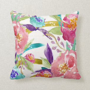 Garden Watercolor Throw Pillow