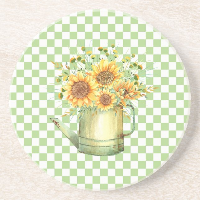 Garden Watering Can Sunflowers  Coaster (Front)