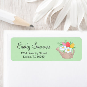 Garden Watering Can with Flowers Address