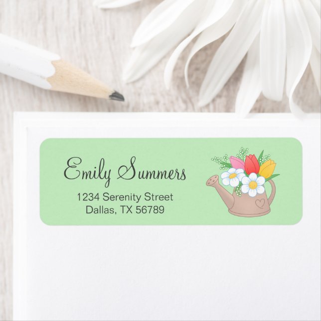 Garden Watering Can with Flowers Address (Insitu)