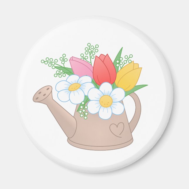 Garden Watering Can with Flowers Magnet (Front)