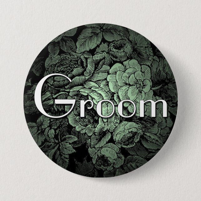 Garden Wedding Button: Groom 3 Inch Round Button (Front)