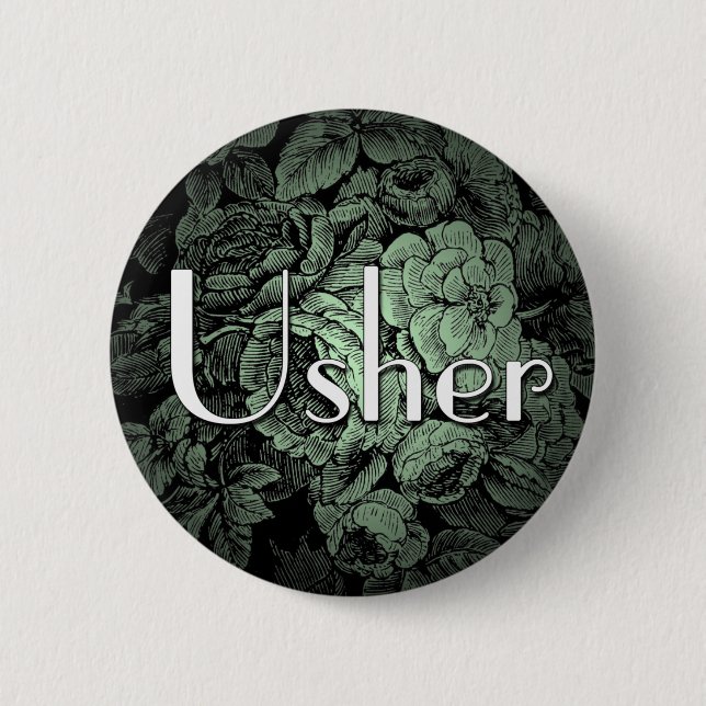 Garden Wedding Button: Usher 2 Inch Round Button (Front)