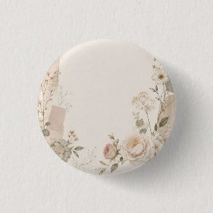 Garden Wedding Invitation with Natural 1 Inch Round Button