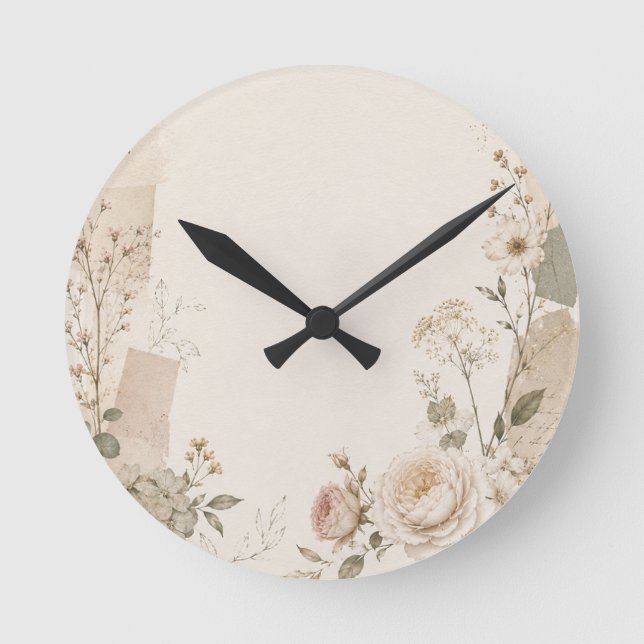 Garden Wedding Invitation with Natural Round Clock (Front)