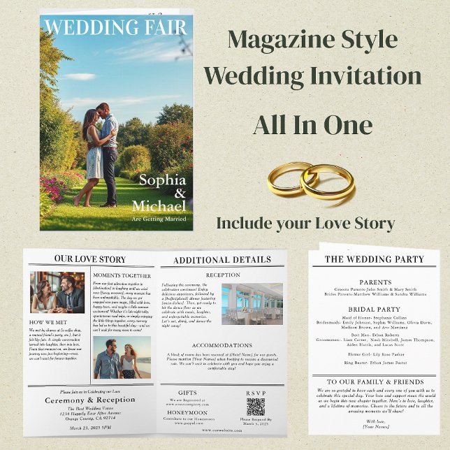 Garden Wedding Magazine Cover Invitation (Garden Wedding Magazine Cover Invitation All in One)