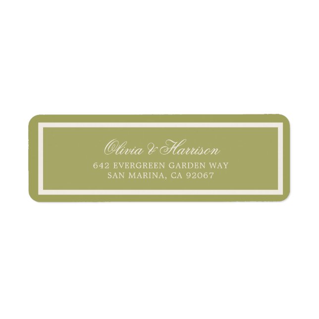 Garden Wedding Olive Green Calligraphy Address (Front)