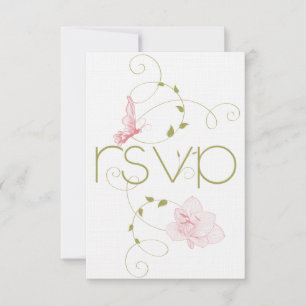 Garden Wedding Pink Lilies RSVP Card
