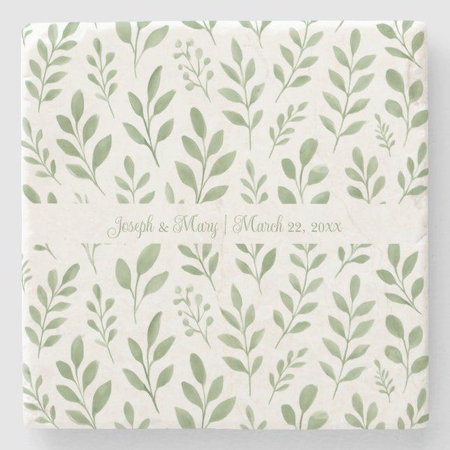 Garden Wedding Rustic Golf Course Botanical Custom Stone Coaster (Front)