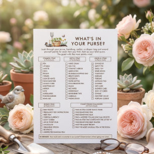 Garden Whats in Purse Game Card Baby Shower