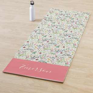 Garden Whimsy Floral Monogram Yoga Mat