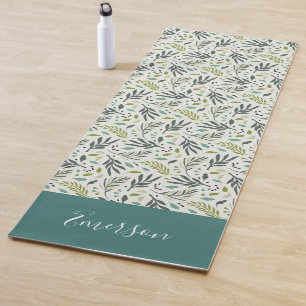 Garden Whimsy Greenery Monogram Yoga Mat