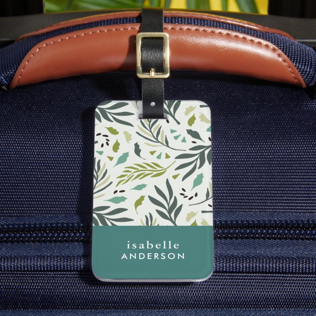 Garden Whimsy Greenery Personalized Luggage Tag (Front Insitu 2)