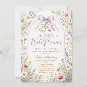 Garden Wildflower Border Purple Girl Baby Shower Invitation
