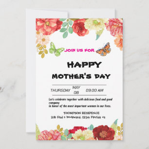 garden wildflowers mother's day morning invitation