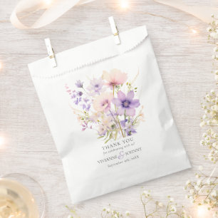 Garden Wildflowers Purple Lavender Purple Wedding Favour Bag