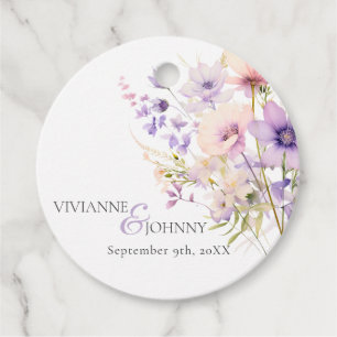 Garden Wildflowers Purple Lavender Purple Wedding Favour Tags