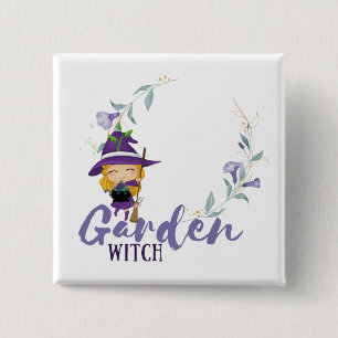 GARDEN WITCH - Personalize with text, spell, sigil 2 Inch Square Button