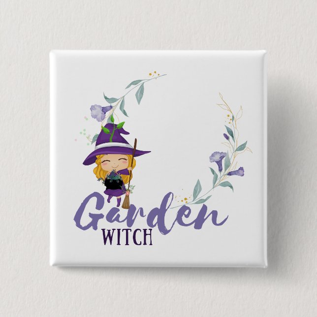 GARDEN WITCH - Personalize with text, spell, sigil 2 Inch Square Button (Front)