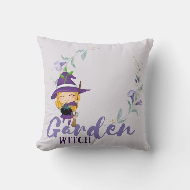 GARDEN WITCH - Personalize with text, spell, sigil Throw Pillow (Front)