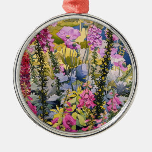 Garden with Foxgloves Metal Ornament