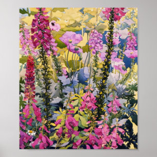 Garden with Foxgloves Poster