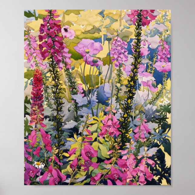Garden with Foxgloves Poster (Front)
