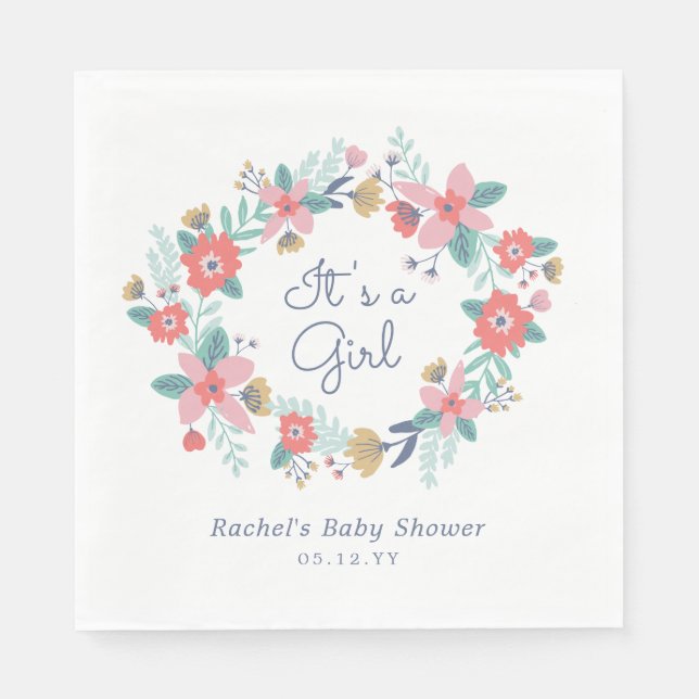 Garden Wreath Baby Shower Napkin (Front)