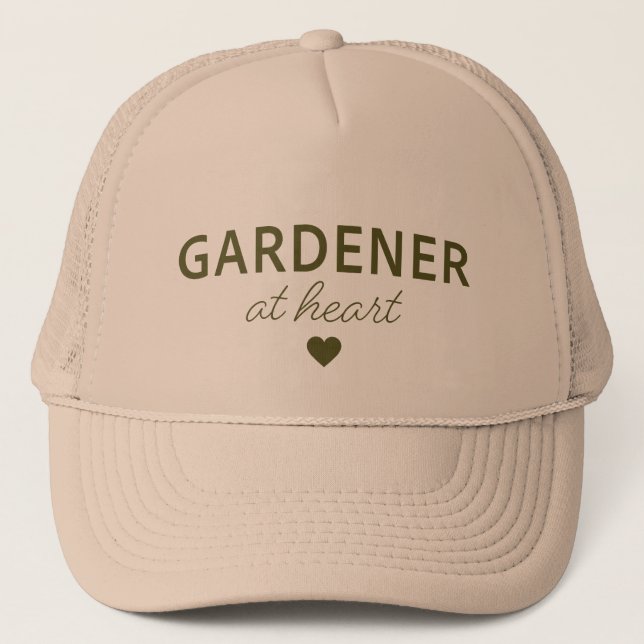 GARDENER AT HEART - Dark Green Trucker Hat (Front)