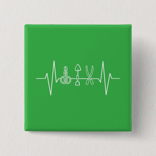 Gardener - Garden Tools Heartbeat Gardener Gift 2 Inch Square Button (Front)