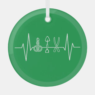Gardener - Garden Tools Heartbeat Gardener Gift Glass Ornament