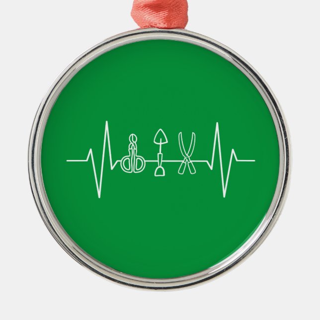 Gardener - Garden Tools Heartbeat Gardener Gift Metal Ornament (Front)