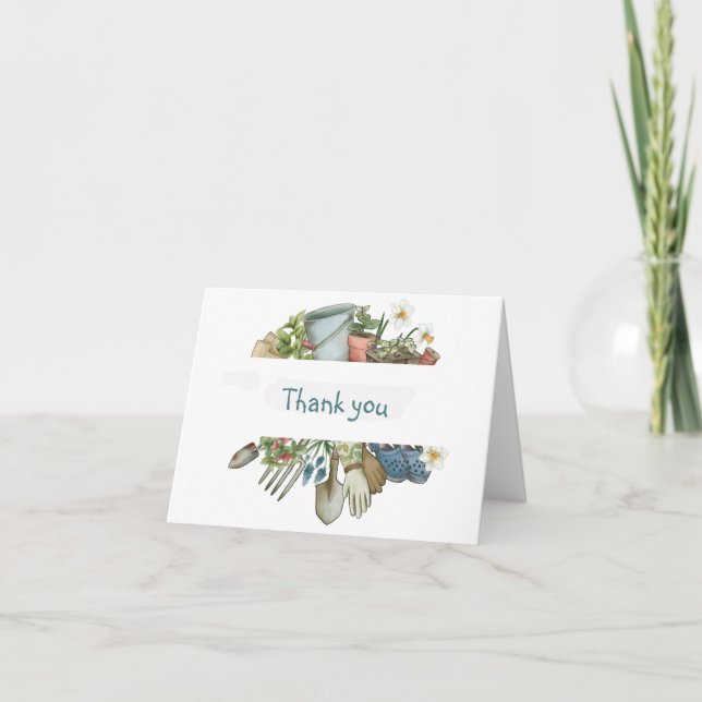 Gardener Gardening Help Plants  Thank you Card (Front)