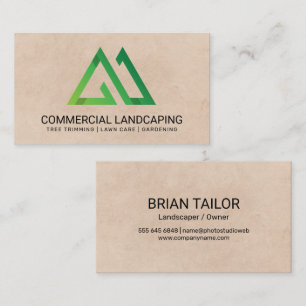 Gardener Green Stylized Mountains Logo Business Card