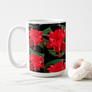 Gardener Hibiscus Monstera Pattern Black  Coffee Mug